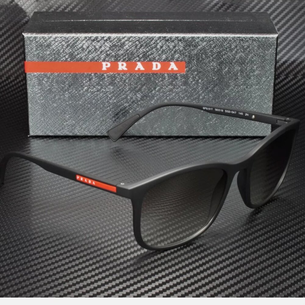 Prada Black Rubber Gradient Men's Sunglasses - Picture 3 of 4